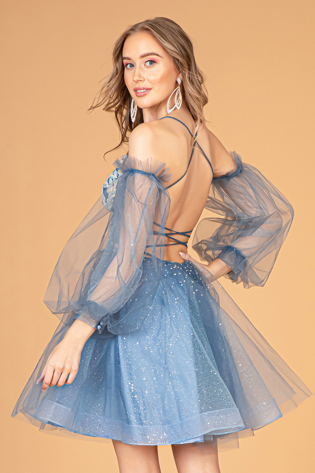 Short Puff Sleeve A-line Dress by Elizabeth K GS3095 - product image 2