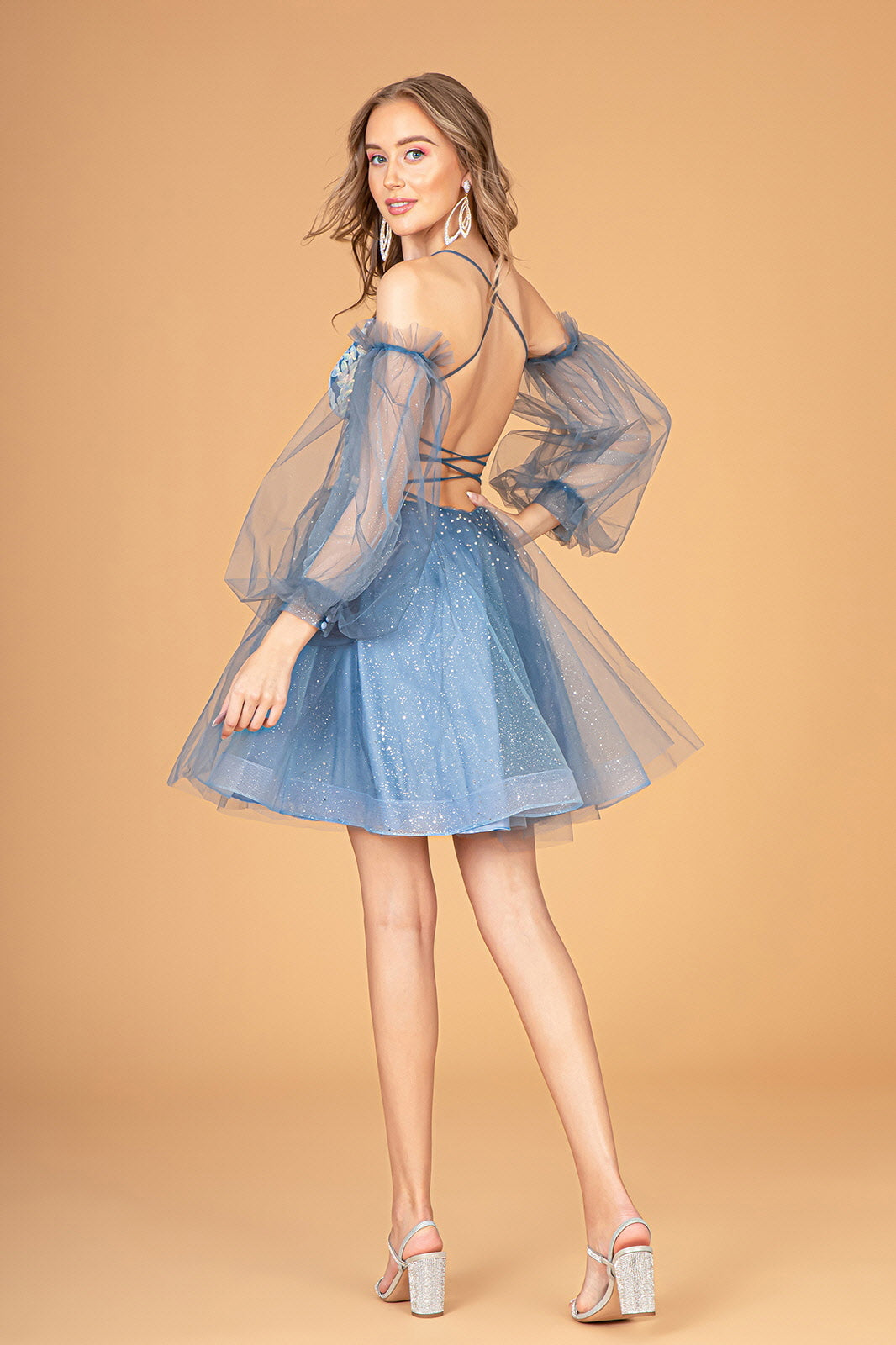 Short Puff Sleeve A-line Dress by Elizabeth K GS3095 - product image 6