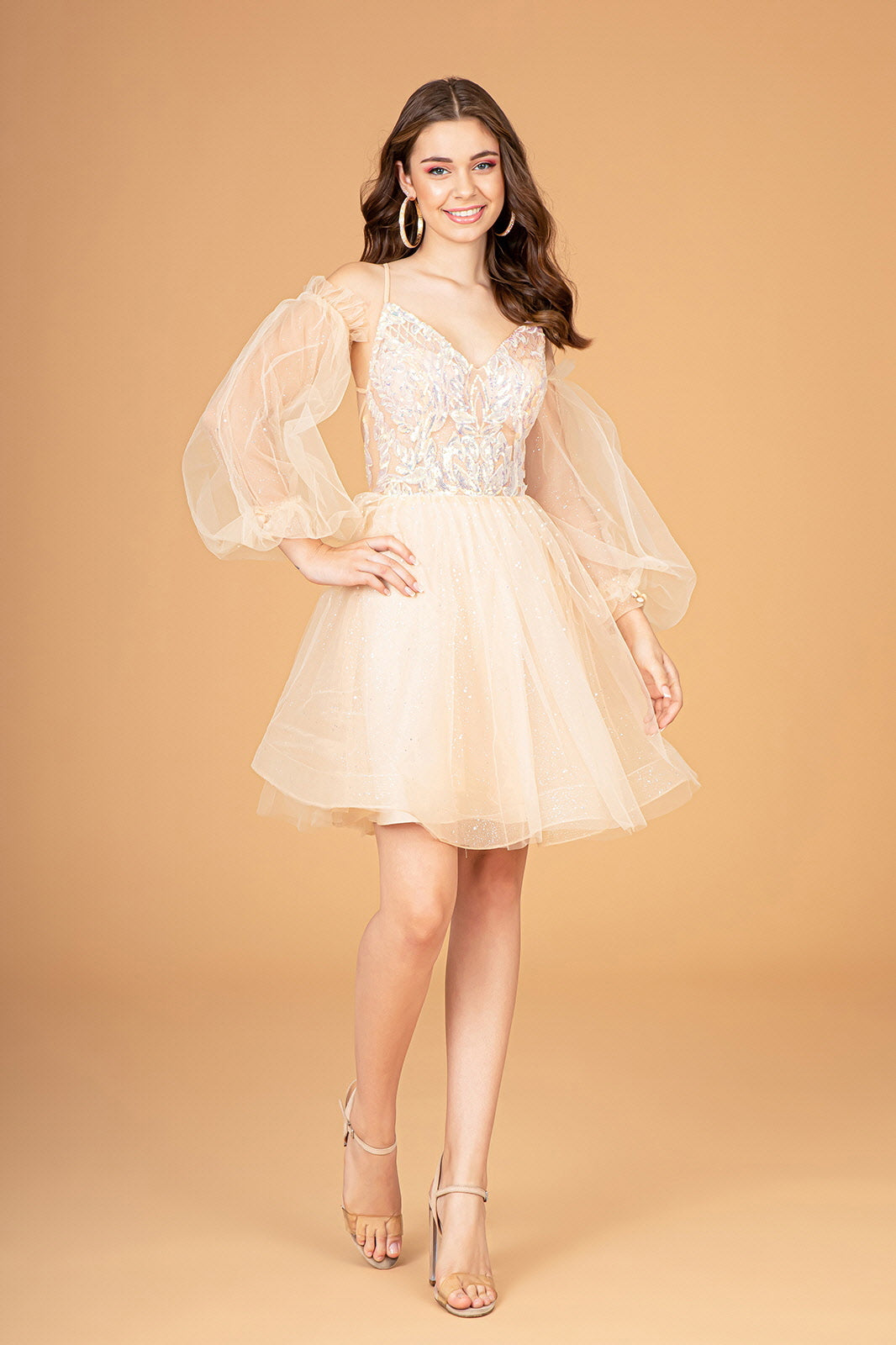 Short Puff Sleeve A-line Dress by Elizabeth K GS3095 - product image 12