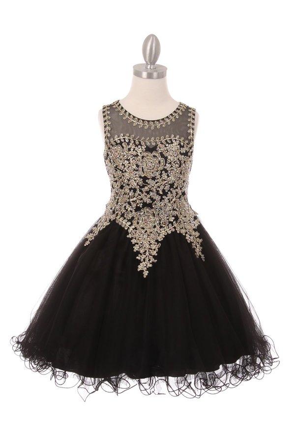 Short Ruffled Dress with Gold Applique Top by Cinderella Couture 5017 - product image 13