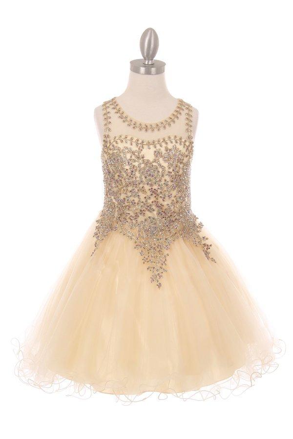 Short Ruffled Dress with Gold Applique Top by Cinderella Couture 5017 - product image 12