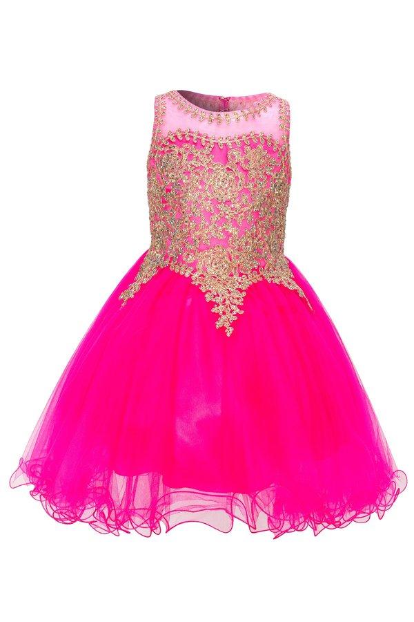 Short Ruffled Dress with Gold Applique Top by Cinderella Couture 5017 - product image 16