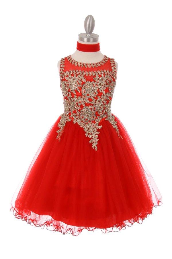 Short Ruffled Dress with Gold Applique Top by Cinderella Couture 5017 - product image 14