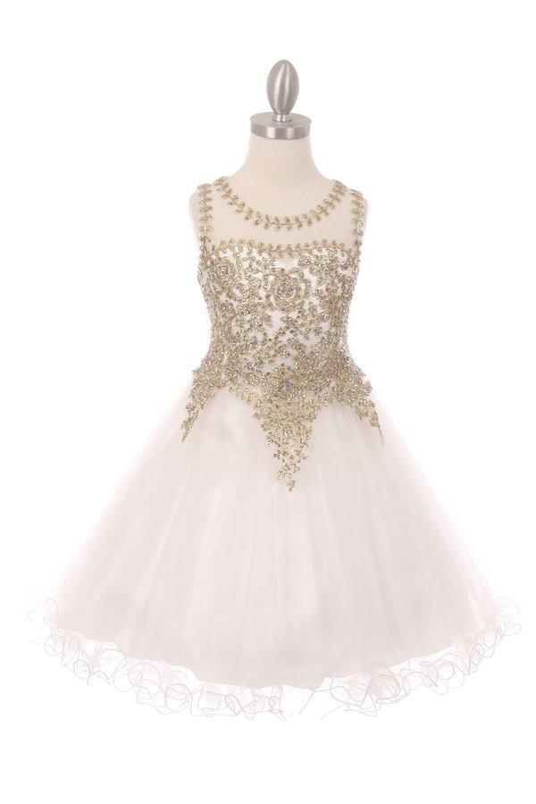 Short Ruffled Dress with Gold Applique Top by Cinderella Couture 5017 - product image 15