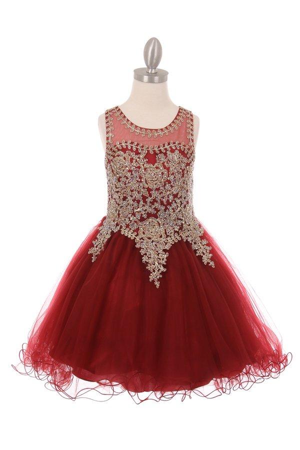 Short Ruffled Dress with Gold Applique Top by Cinderella Couture 5017 - product image 11