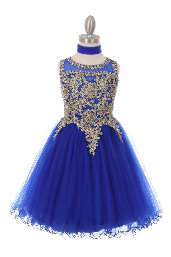 Short Ruffled Dress with Gold Applique Top by Cinderella Couture 5017 - product image 6