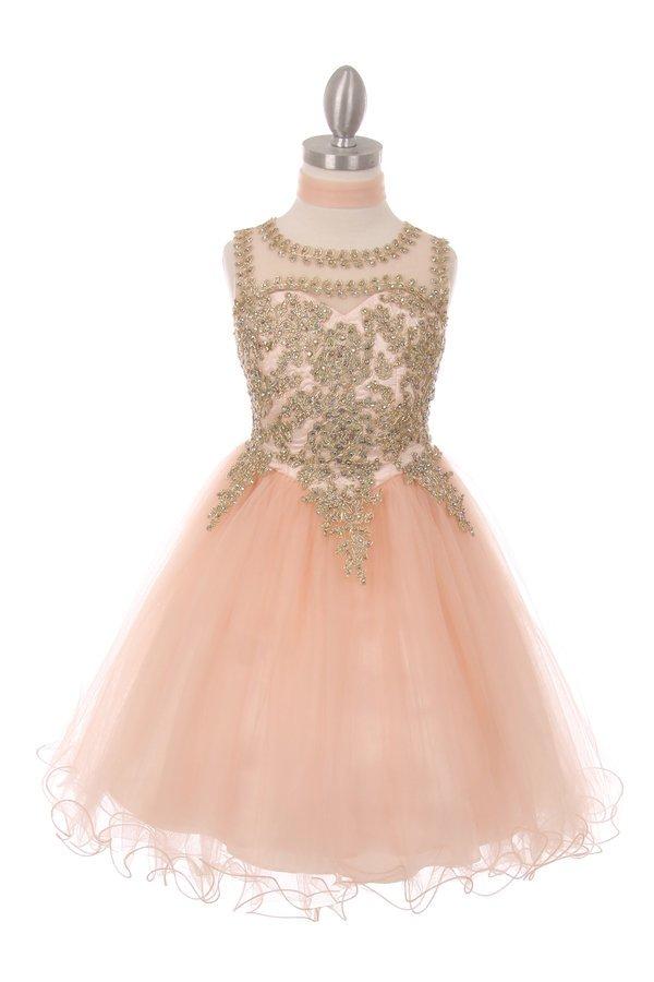 Short Ruffled Dress with Gold Applique Top by Cinderella Couture 5017 - product image 5