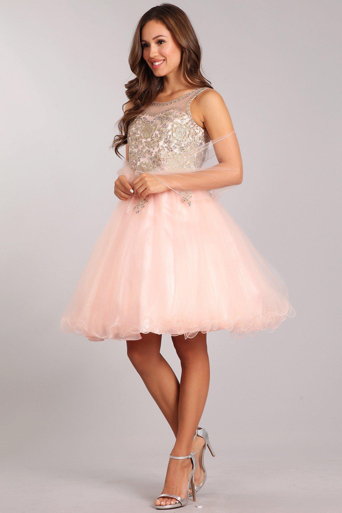 Short Ruffled Dress with Gold Applique Top by Cinderella Couture 5017 - product image 3