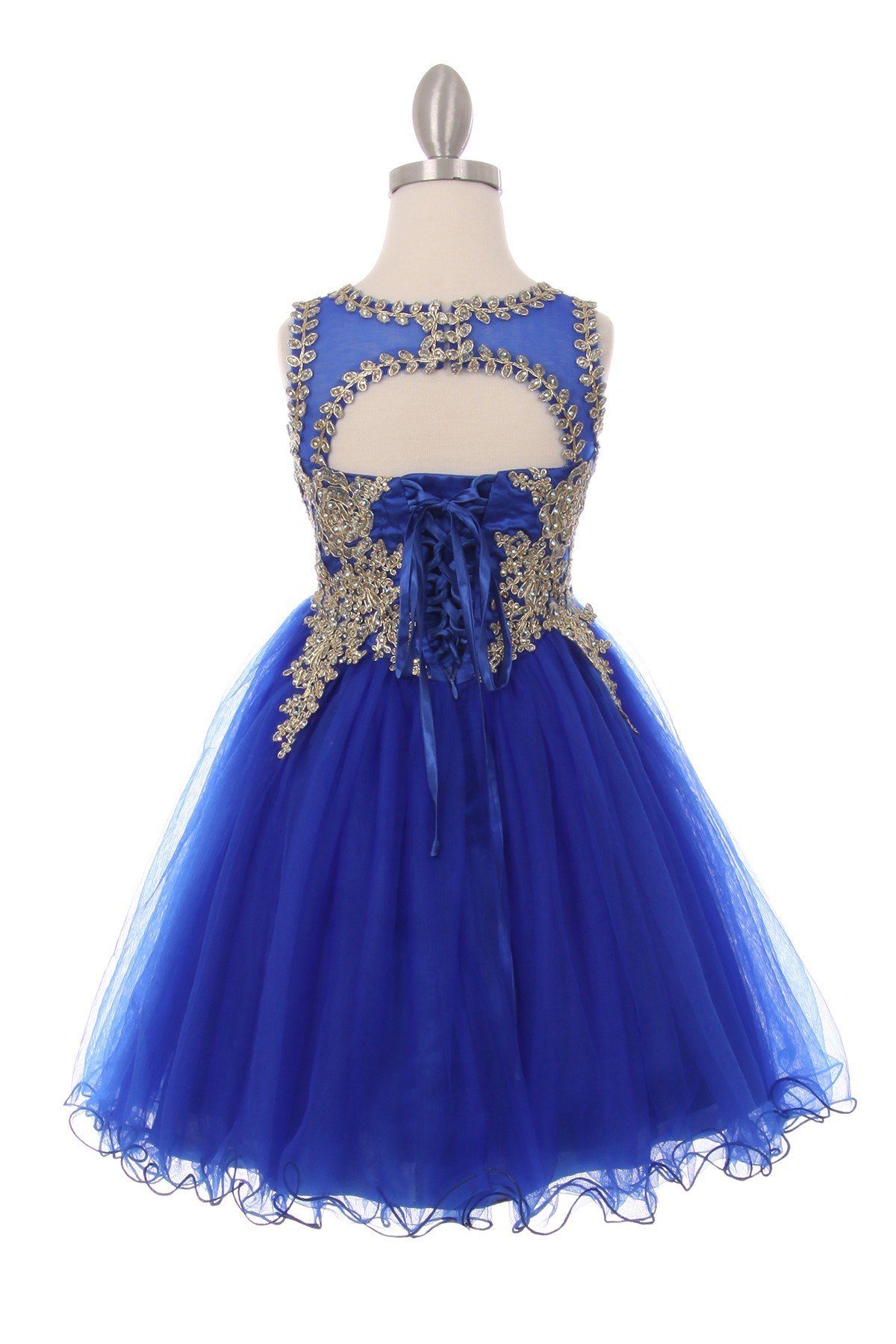 Short Ruffled Dress with Gold Applique Top by Cinderella Couture 5017 - product image 8