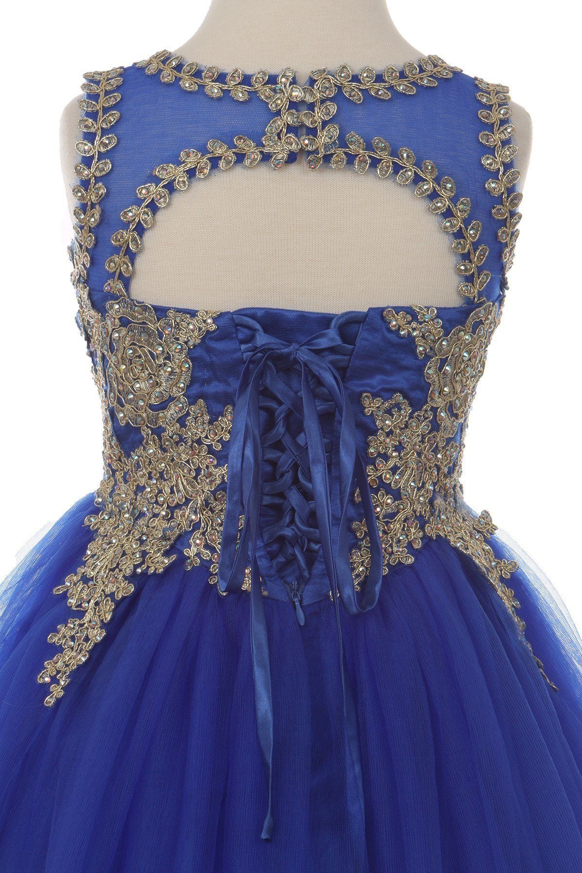 Short Ruffled Dress with Gold Applique Top by Cinderella Couture 5017 - product image 9