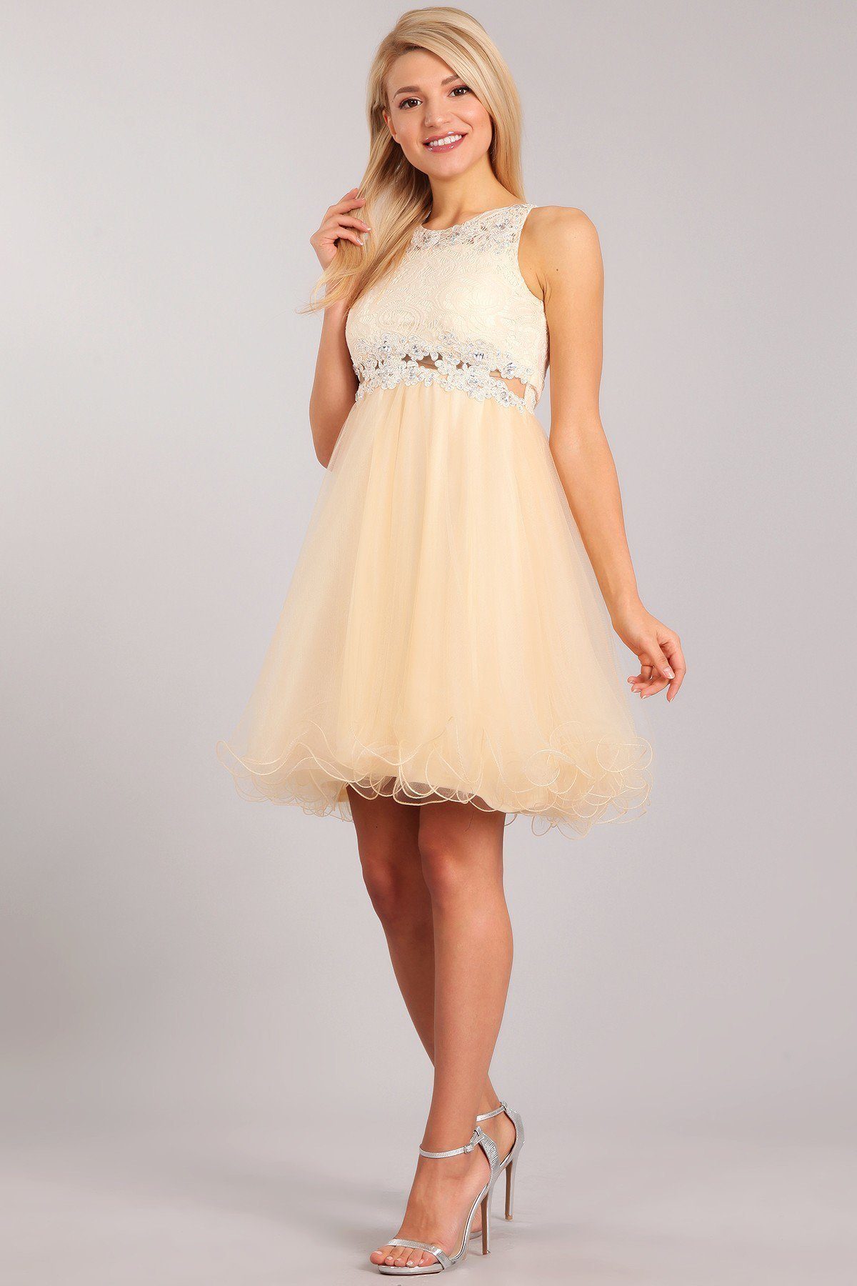 Short Ruffled Dress with Lace Bodice by Cinderella Couture 5010 - product image 1