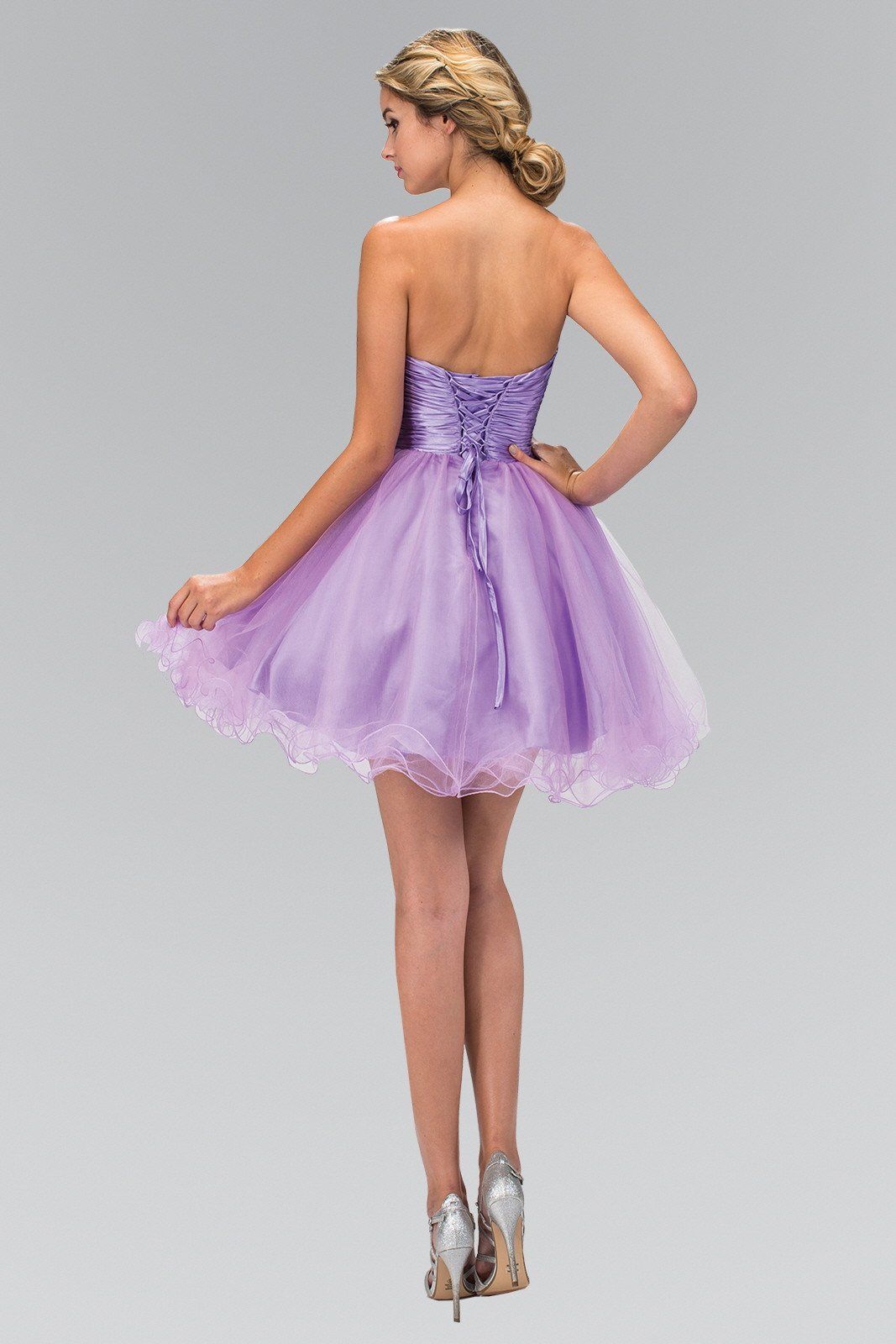 Short Ruffled Dress with Pleated Waistband by Elizabeth K GS1350 - product image 5