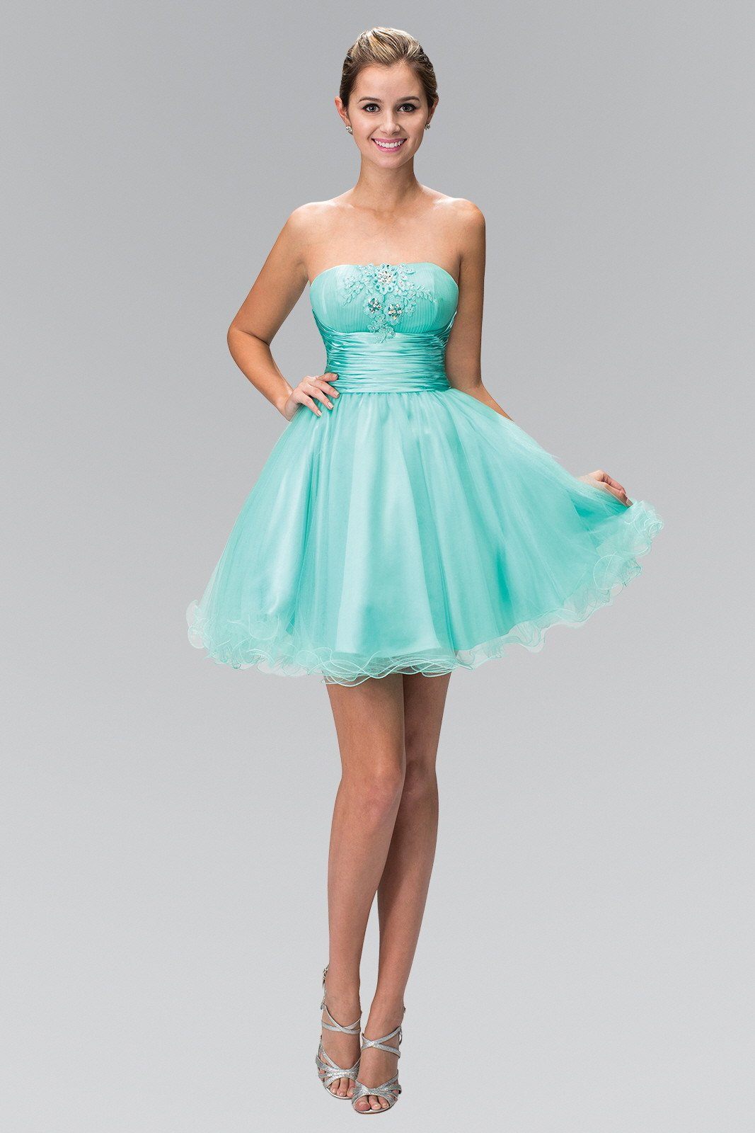 Short Ruffled Dress with Pleated Waistband by Elizabeth K GS1350 - product image 3