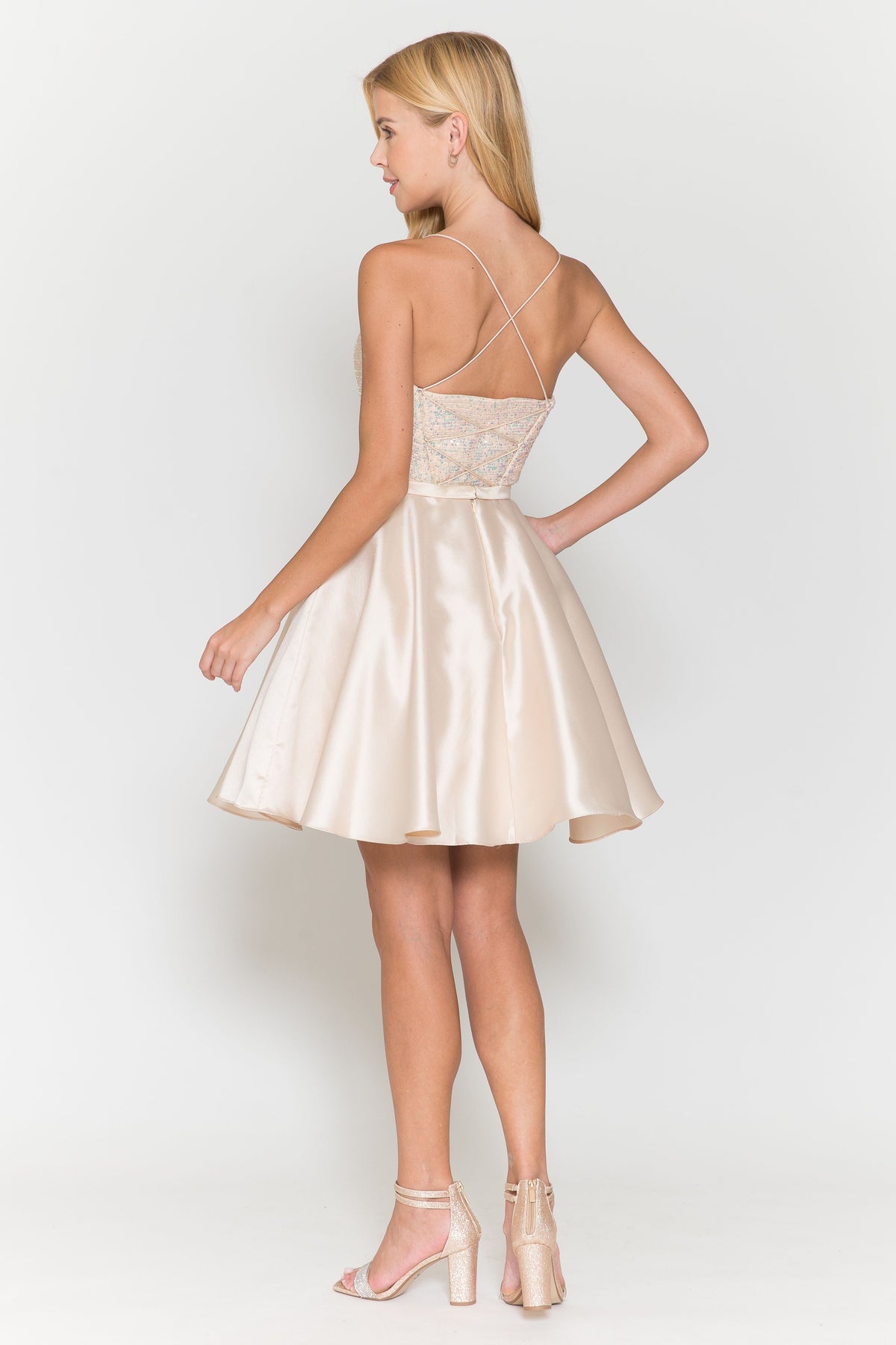 Short Sequin Bodice A-line Dress by Poly USA 8730 - product image 5