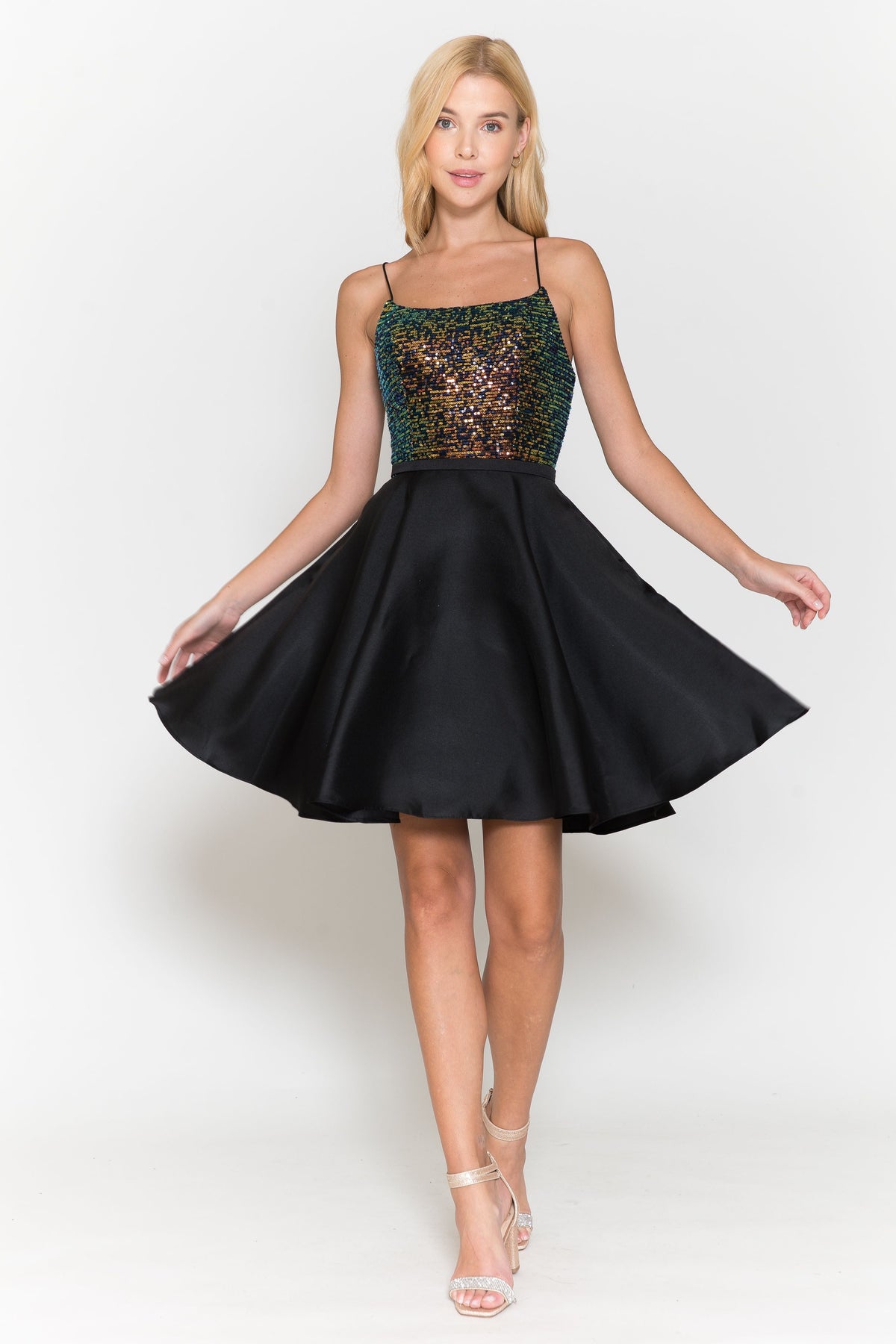 Short Sequin Bodice A-line Dress by Poly USA 8730 - product image 1