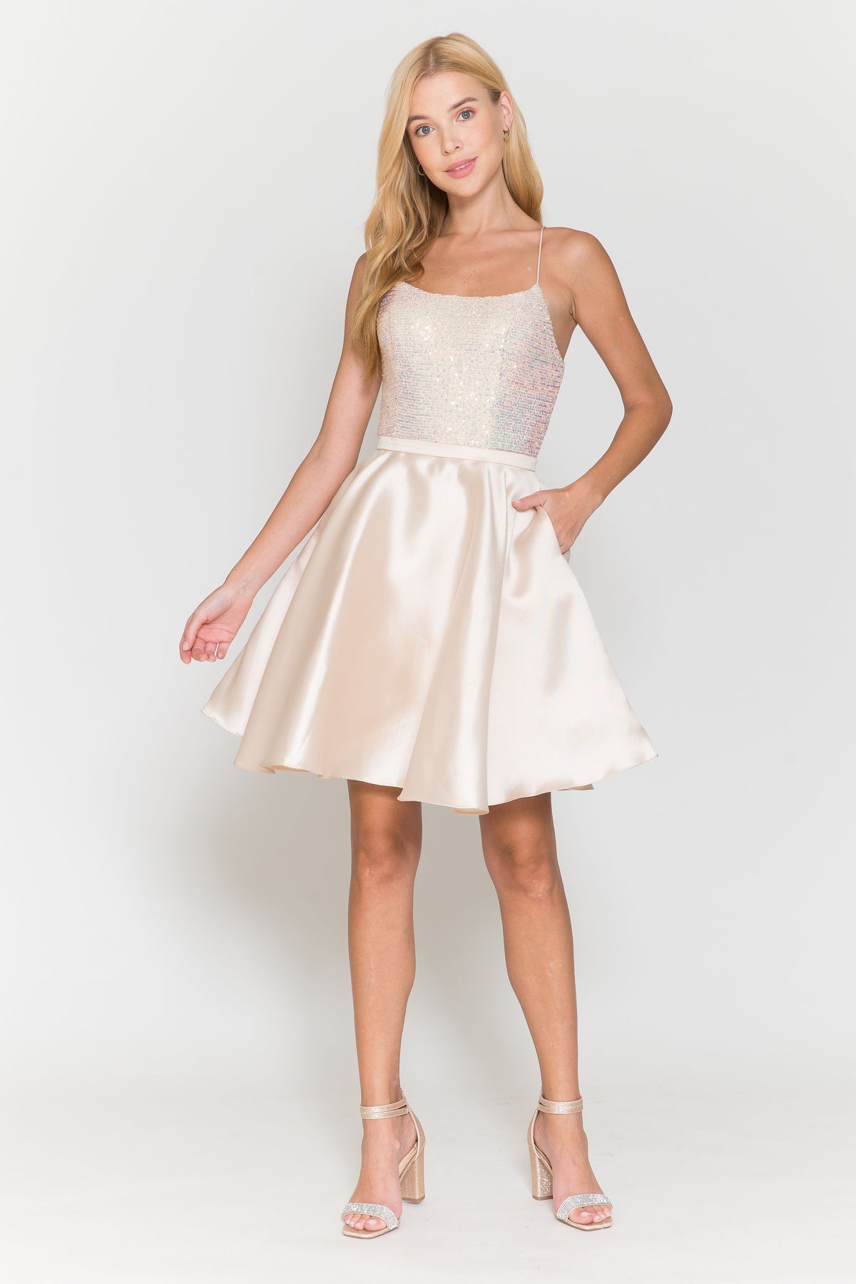 Short Sequin Bodice A-line Dress by Poly USA 8730 - product image 4