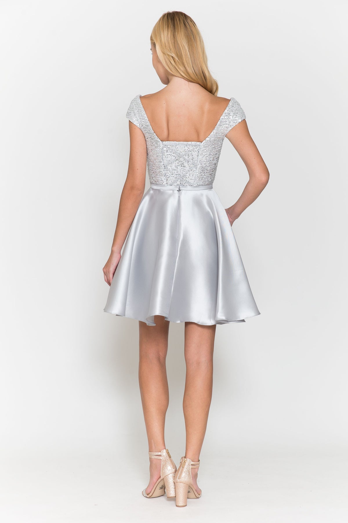 Short Sequin Bodice Cap Sleeve Dress by Poly USA 8732 - product image 6