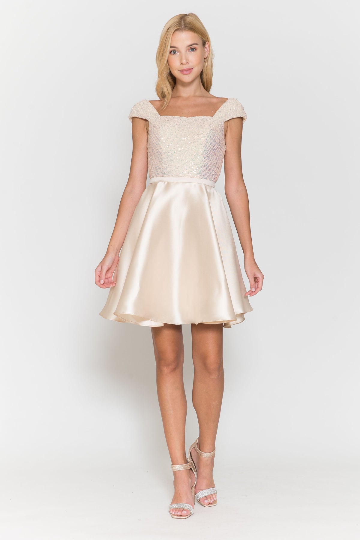 Short Sequin Bodice Cap Sleeve Dress by Poly USA 8732 - product image 8