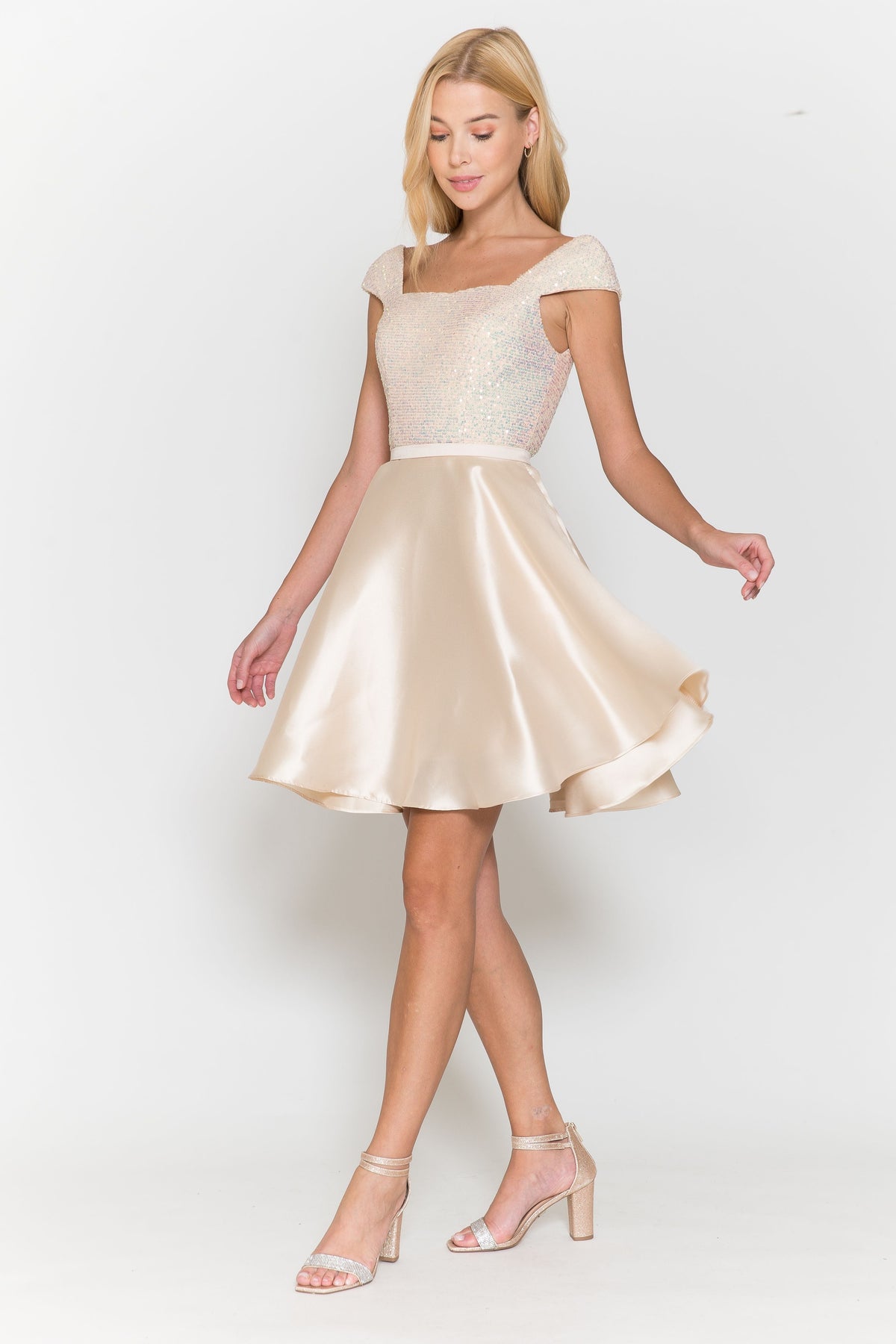 Short Sequin Bodice Cap Sleeve Dress by Poly USA 8732 - product image 7