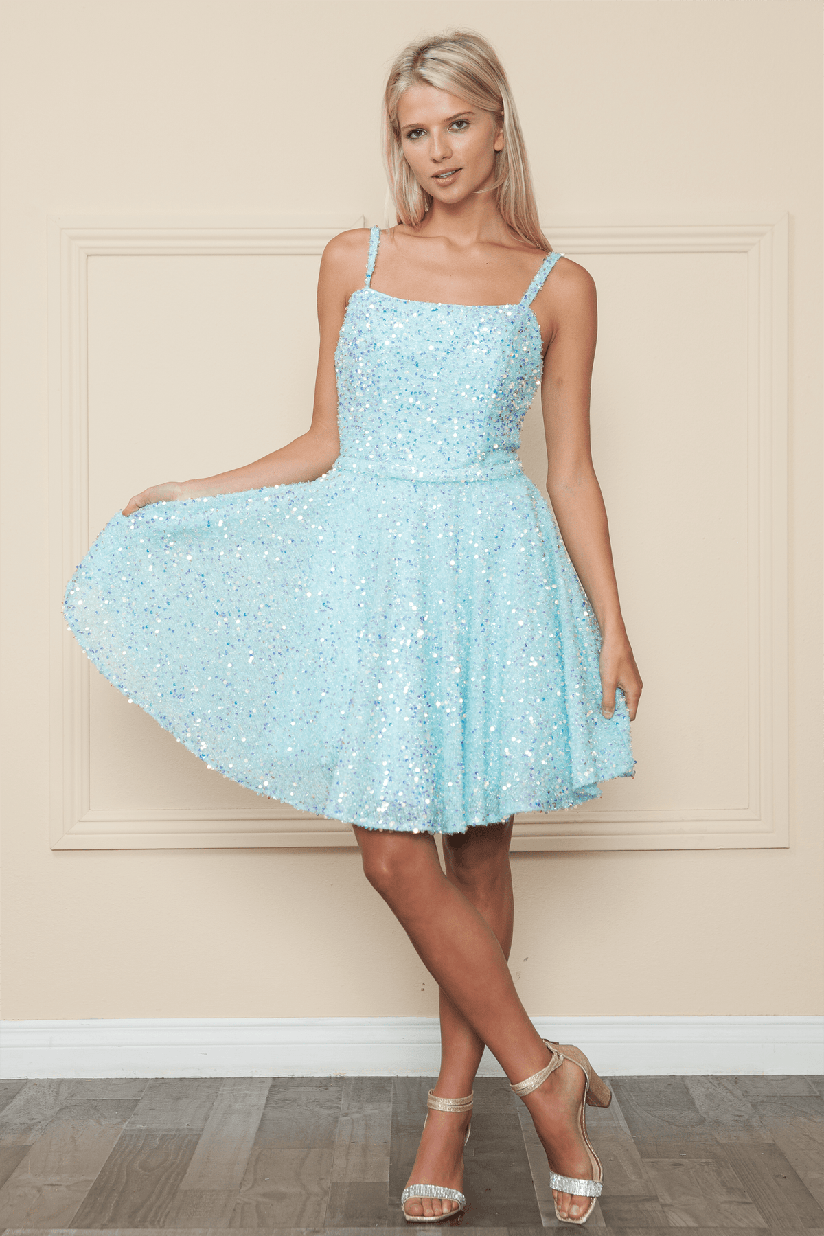 Short Sequin Velvet A-line Dress by Poly USA 8930 - product image 1