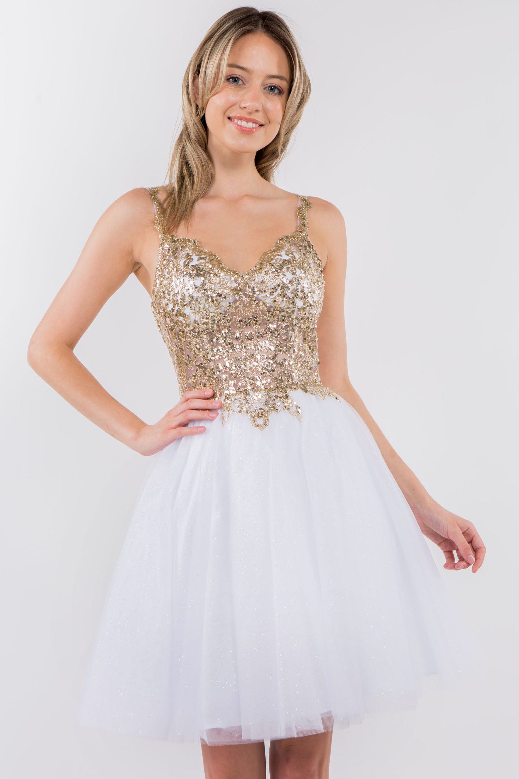 Short Sheer Bodice Glitter Dress by Elizabeth K GS1967 - product image 18