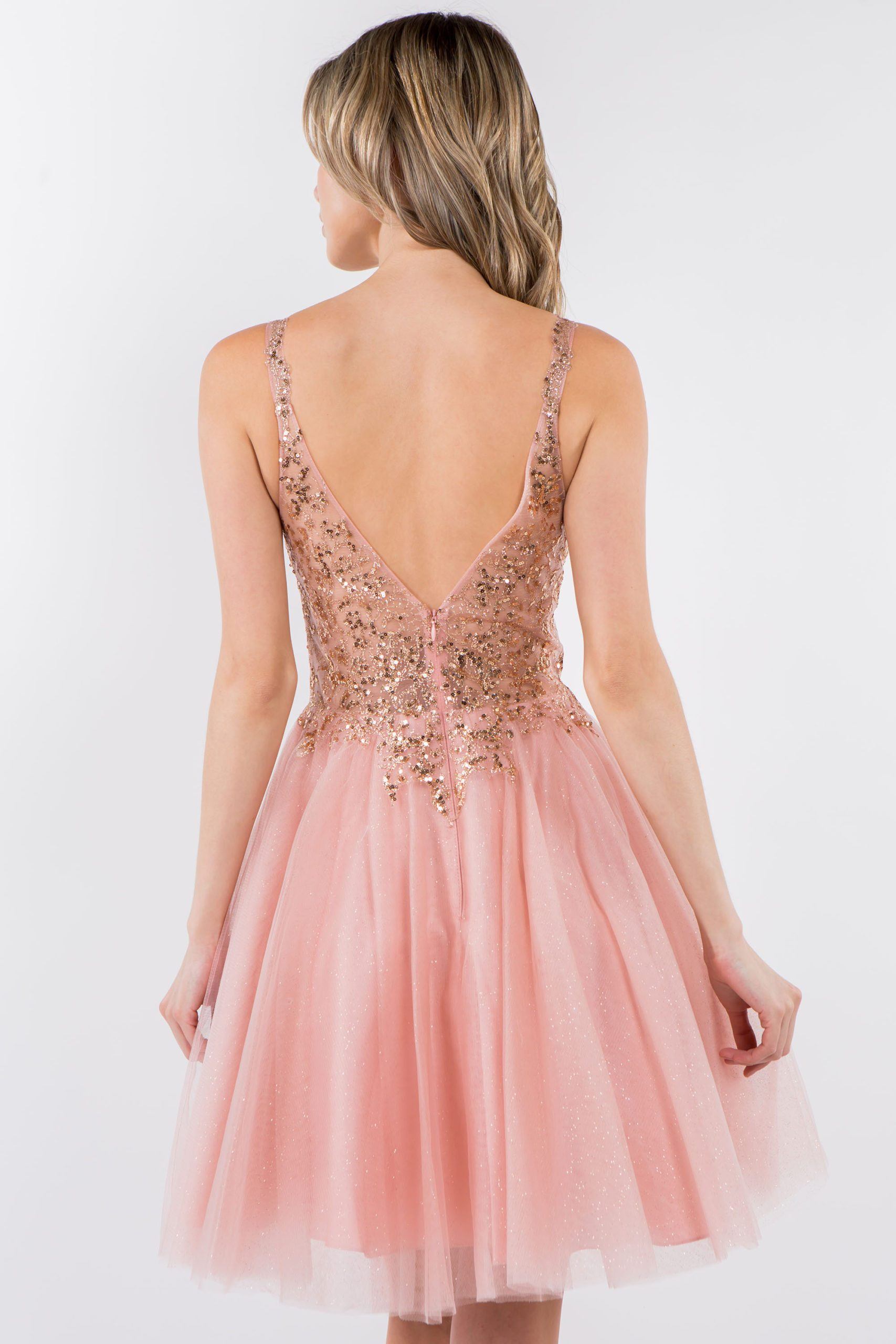Short Sheer Bodice Glitter Dress by Elizabeth K GS1967 - product image 7