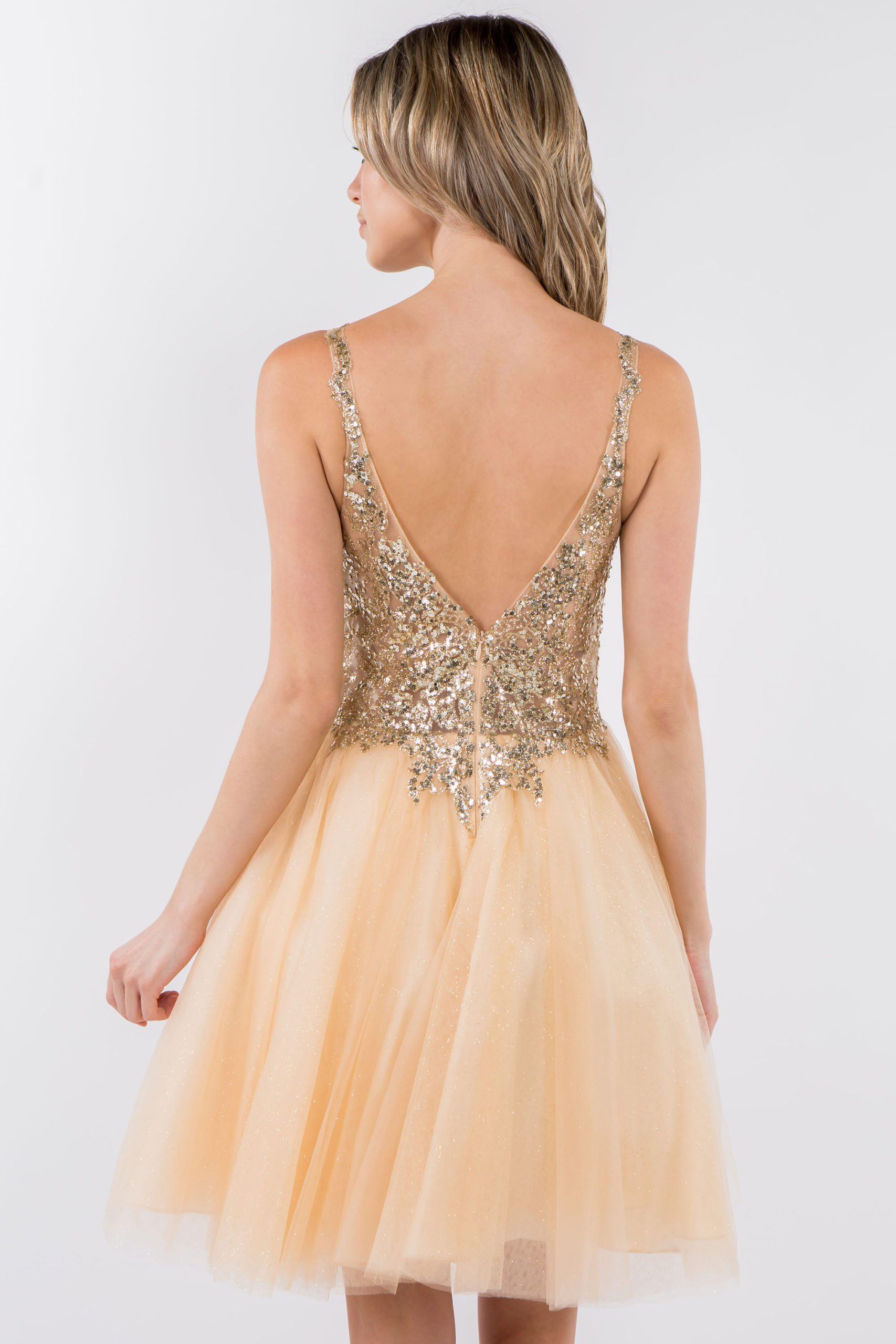 Short Sheer Bodice Glitter Dress by Elizabeth K GS1967 - product image 12