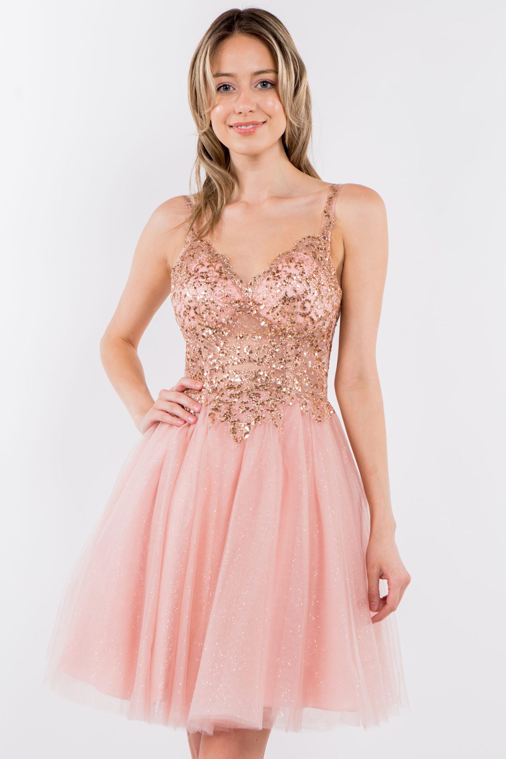 Short Sheer Bodice Glitter Dress by Elizabeth K GS1967 - product image 8