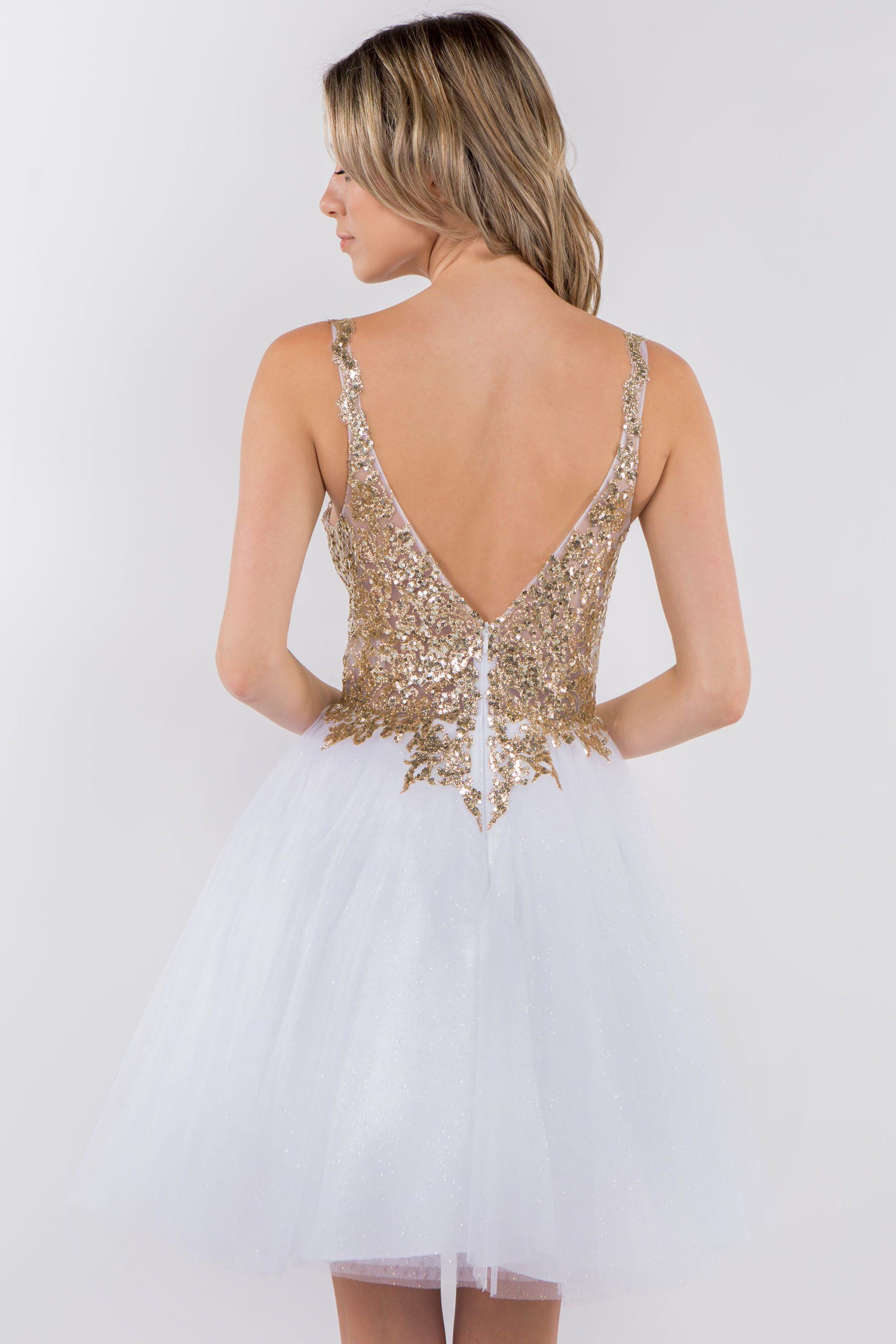 Short Sheer Bodice Glitter Dress by Elizabeth K GS1967 - product image 17