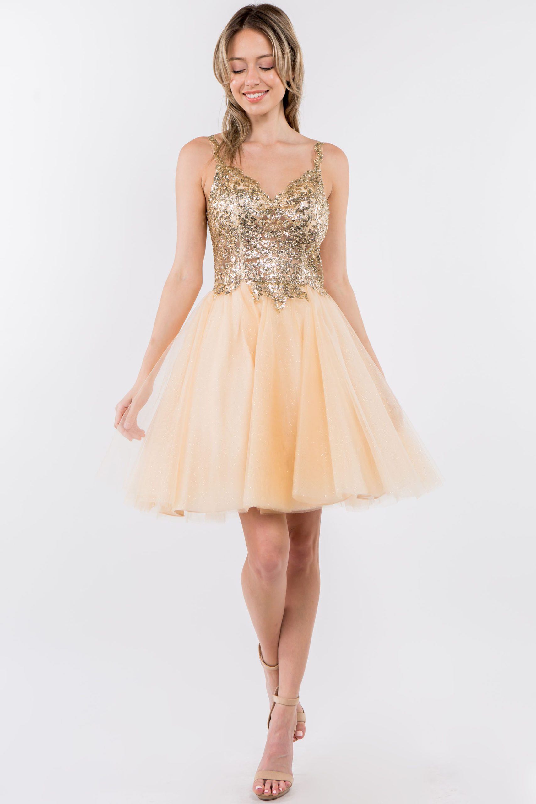 Short Sheer Bodice Glitter Dress by Elizabeth K GS1967 - product image 11