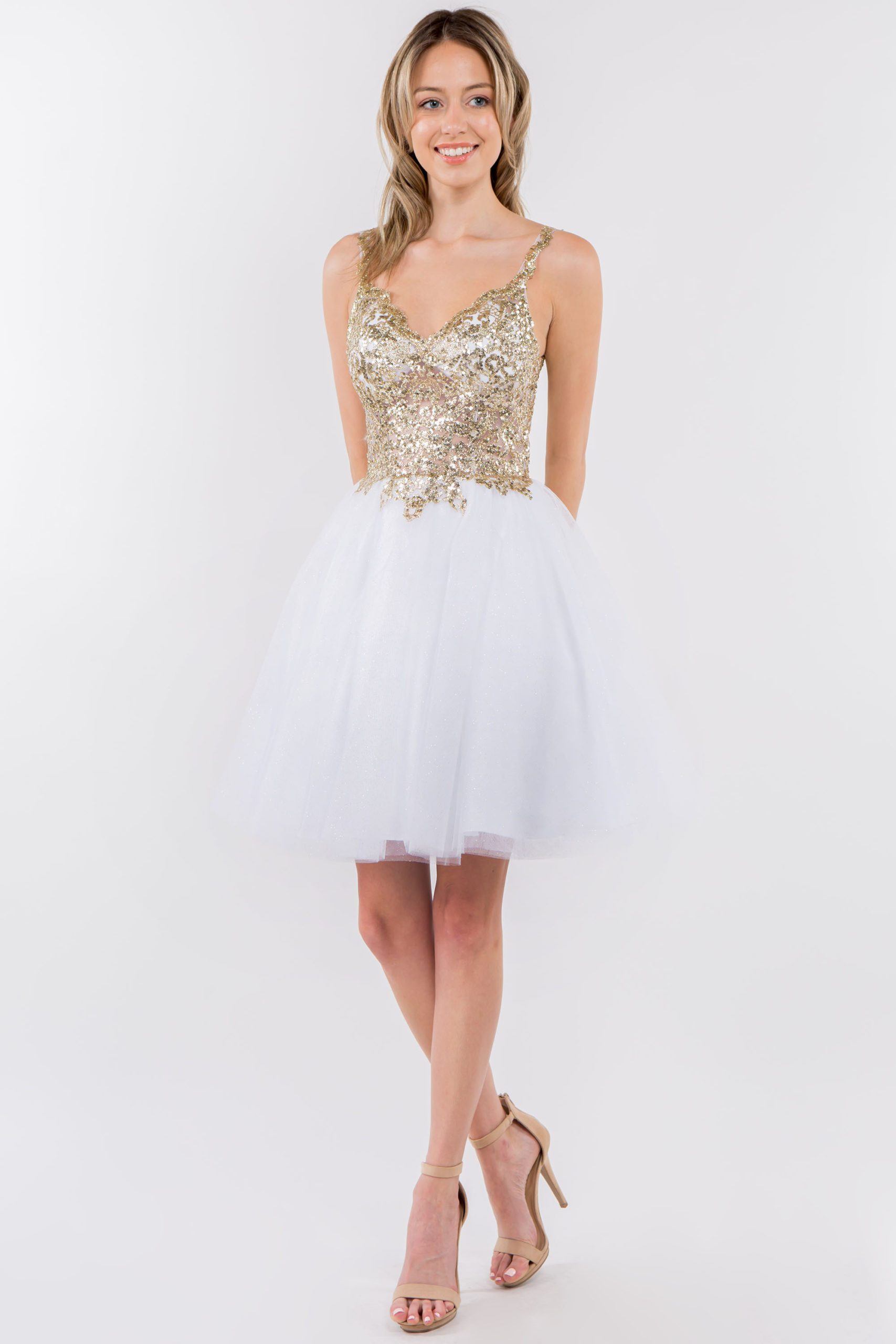 Short Sheer Bodice Glitter Dress by Elizabeth K GS1967 - product image 16