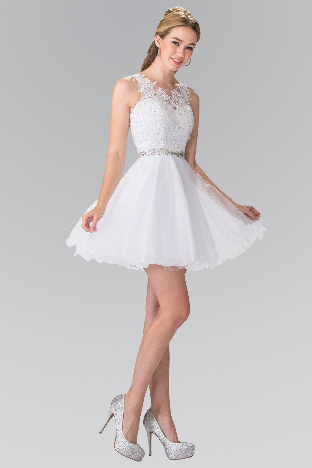 Short Sleeveless Lace Bodice Dress by Elizabeth K GS2375 - product image 17