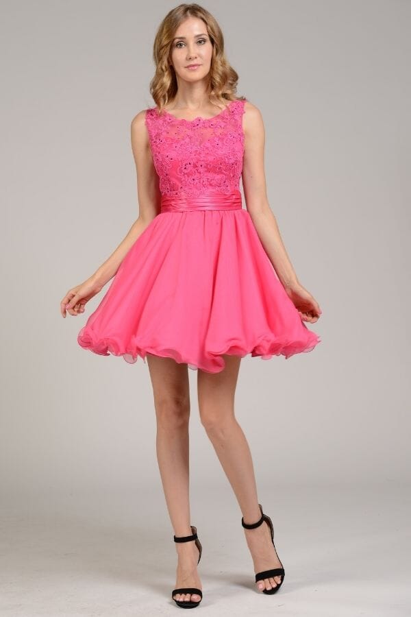 Short Sleeveless Lace Applique Dress by Poly USA 7064 - product image 3