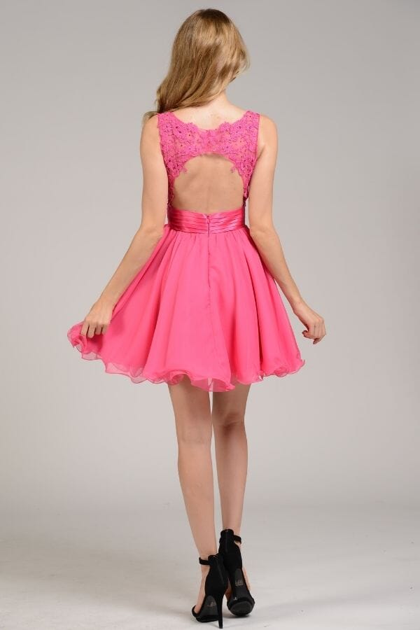 Short Sleeveless Lace Applique Dress by Poly USA 7064 - product image 2