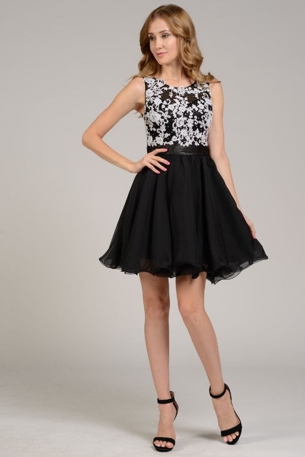 Short Sleeveless Lace Applique Dress by Poly USA 7064 - product image 1