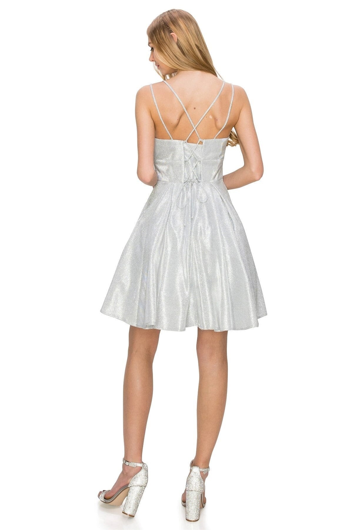 Short Sleeveless Metallic Glitter Dress by Cinderella Couture 8011J - product image 8