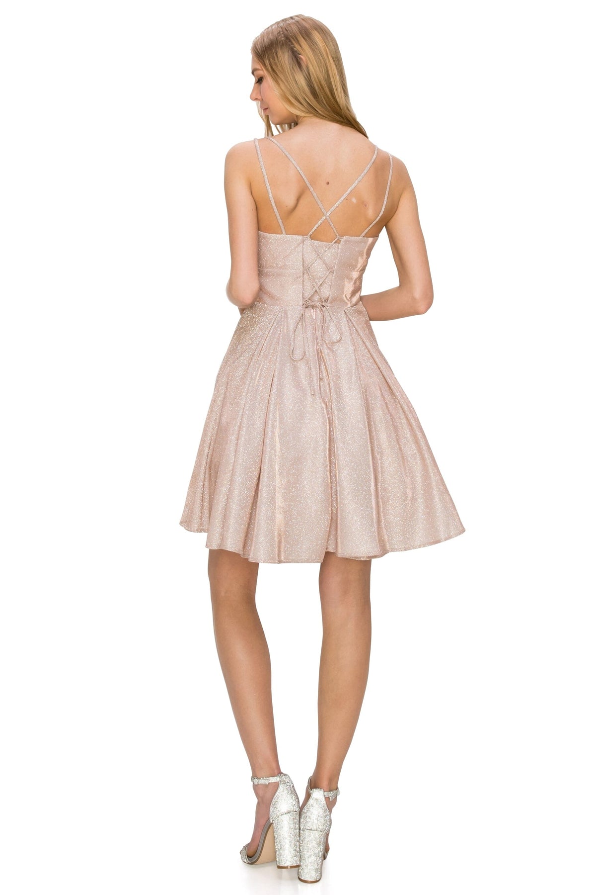 Short Sleeveless Metallic Glitter Dress by Cinderella Couture 8011J - product image 5
