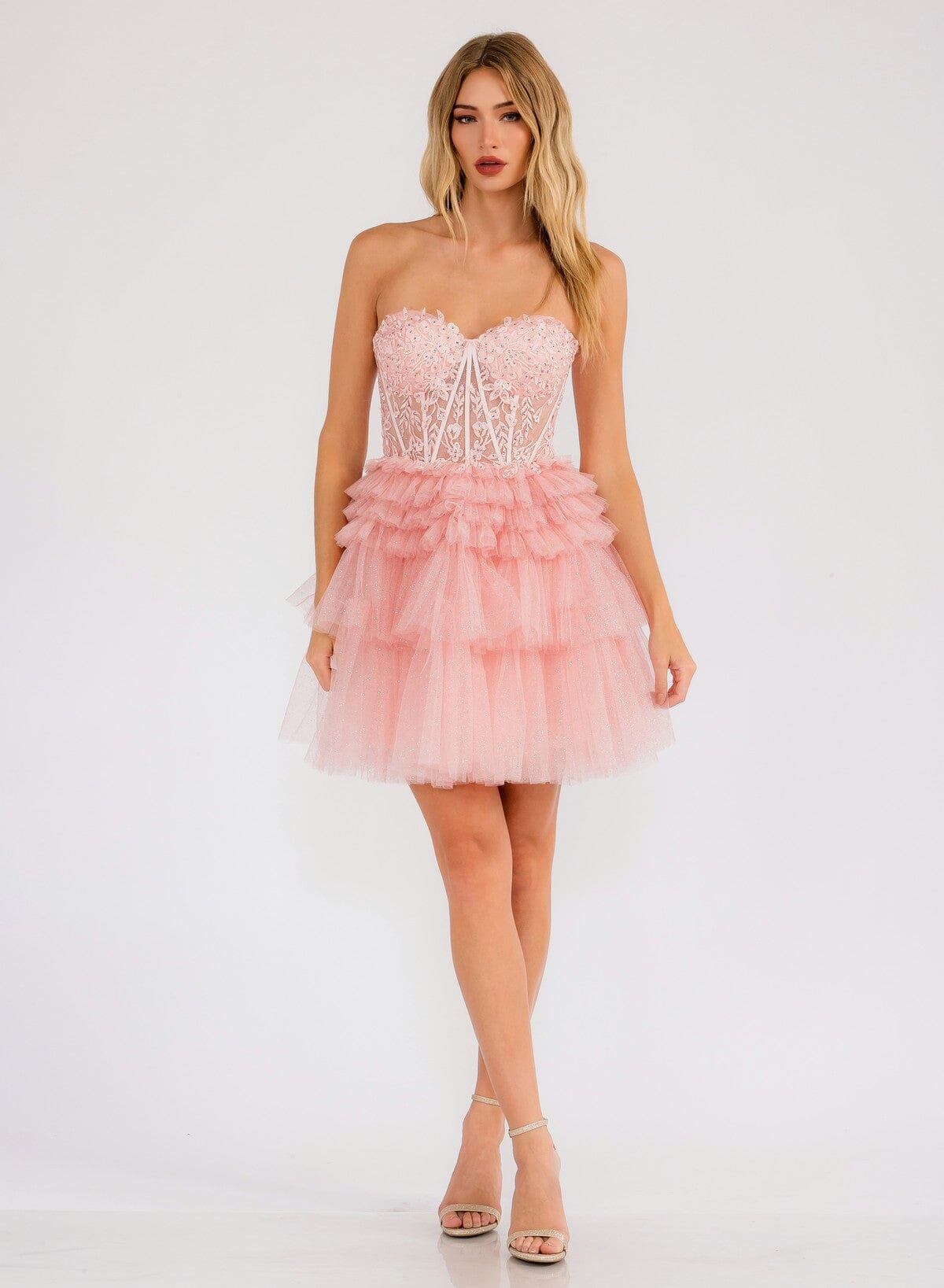 Short Strapless A-line Tiered Dress by Juliet JT918S - product image 18