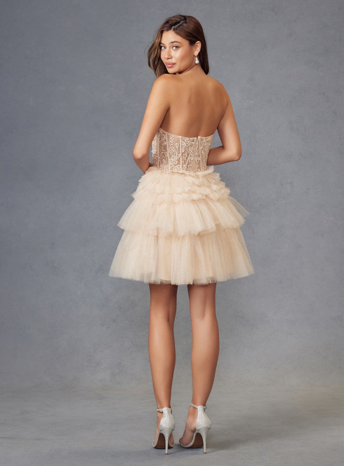 Short Strapless A-line Tiered Dress by Juliet JT918S - product image 2