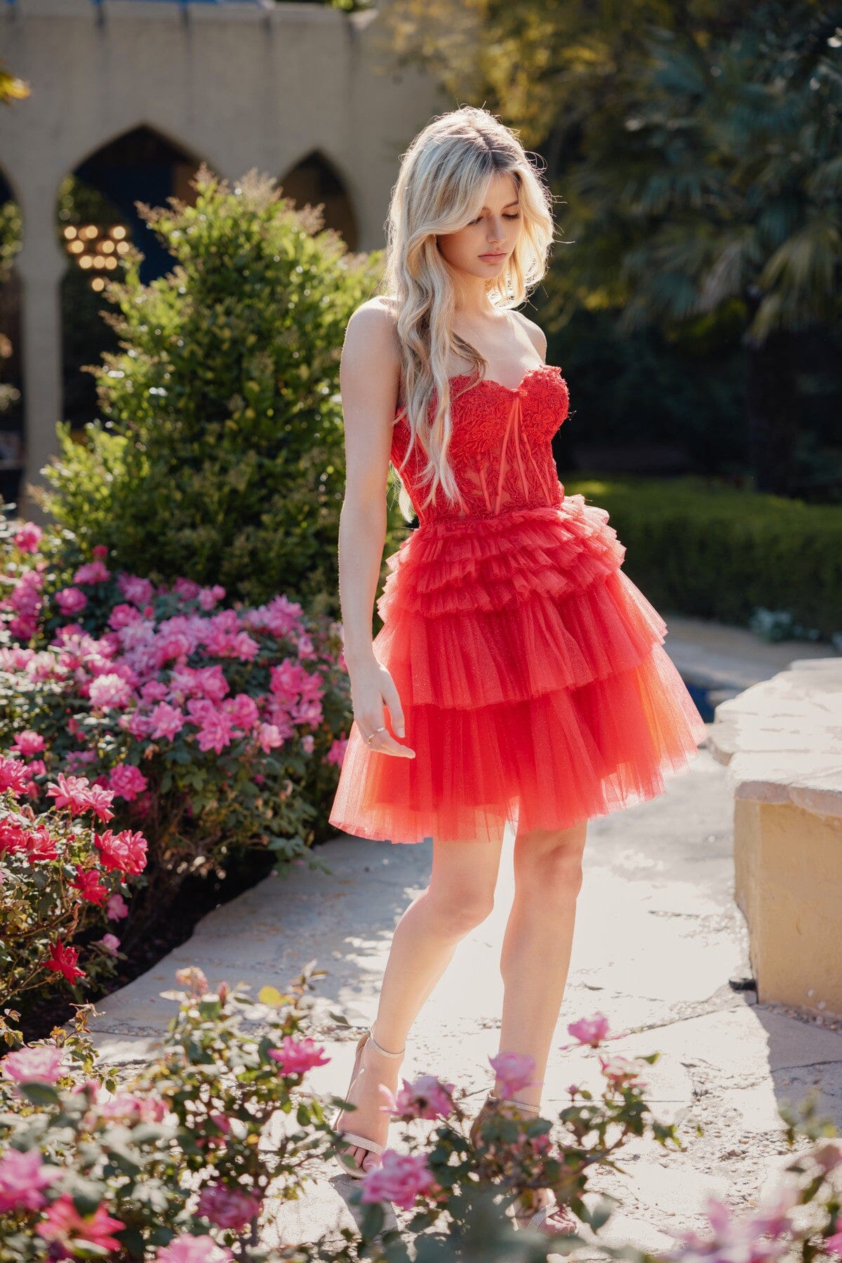 Short Strapless A-line Tiered Dress by Juliet JT918S - product image 9
