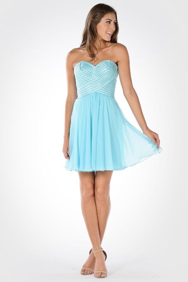 Short Strapless Dress with Sequined Top by Poly USA 7716 - product image 5