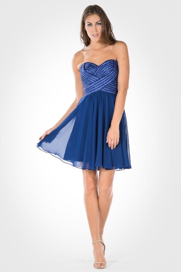 Short Strapless Dress with Sequined Top by Poly USA 7716 - product image 4