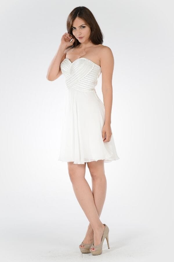 Short Strapless Dress with Sequined Top by Poly USA 7716 - product image 6