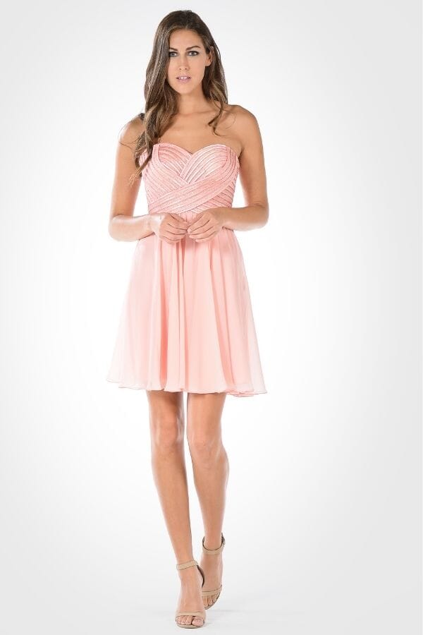 Short Strapless Dress with Sequined Top by Poly USA 7716 - product image 3
