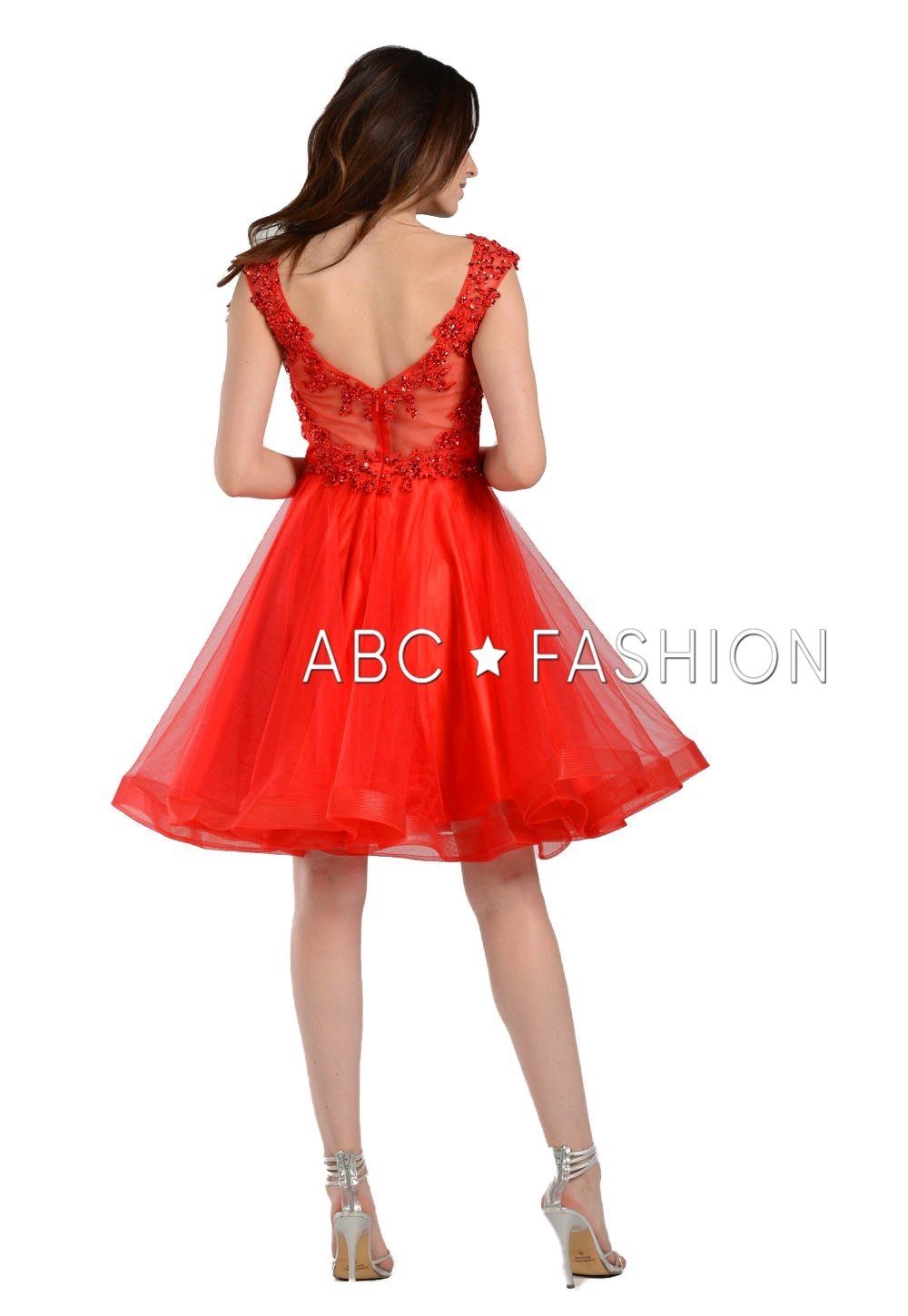 Short Sweetheart Illusion Dress with Jeweled Bodice by Poly USA 8098 - product image 6