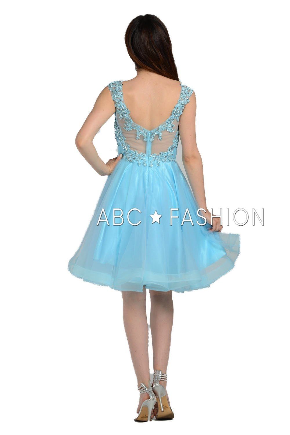 Short Sweetheart Illusion Dress with Jeweled Bodice by Poly USA 8098 - product image 2