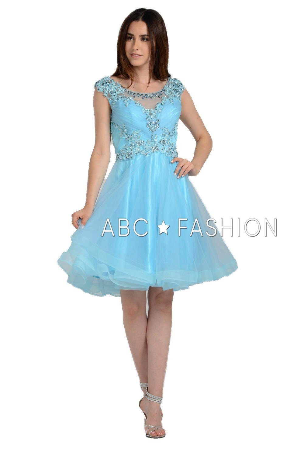 Short Sweetheart Illusion Dress with Jeweled Bodice by Poly USA 8098 - product image 1