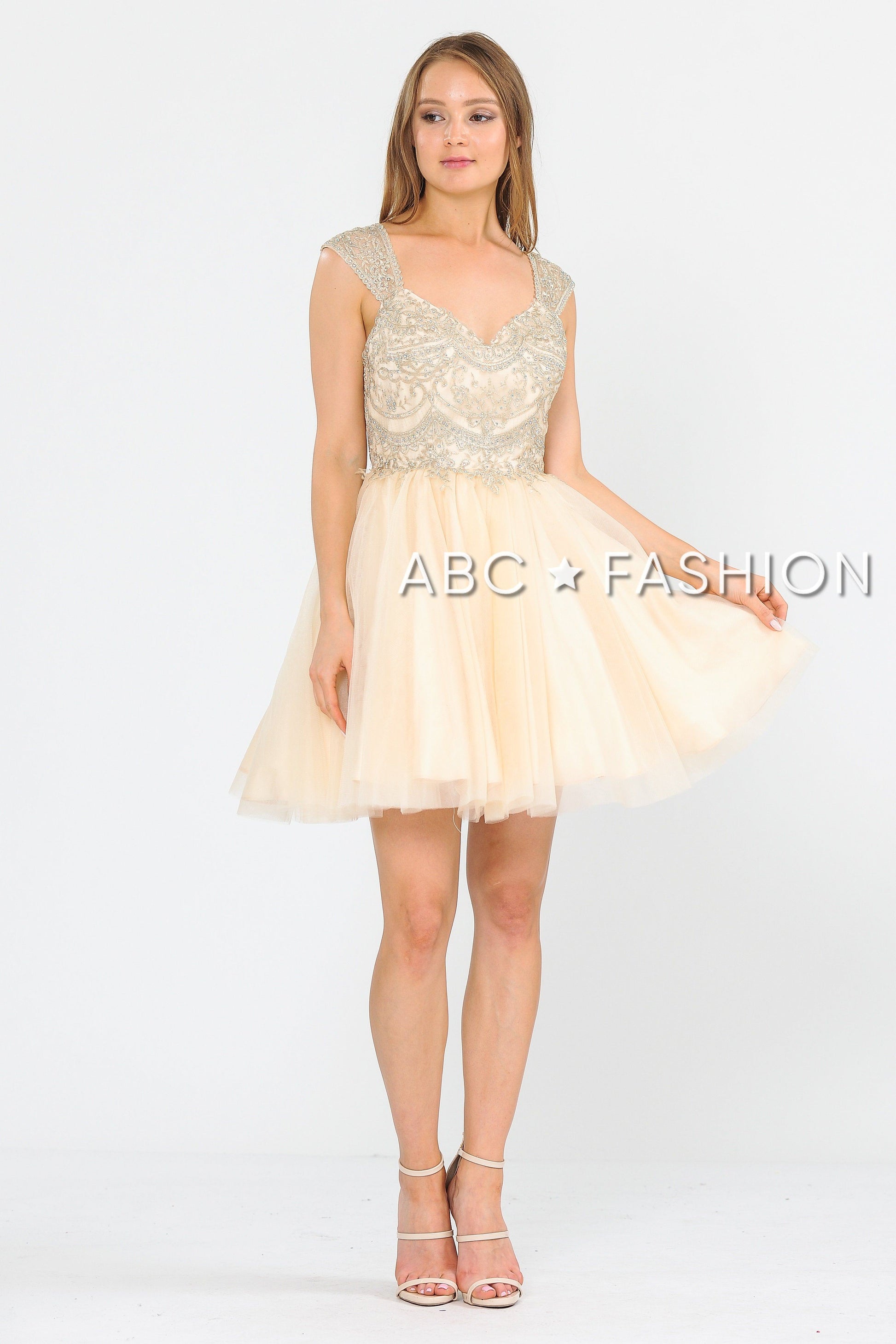 Short Tulle Dress with Embellished Bodice by Poly USA 8284 - product image 3