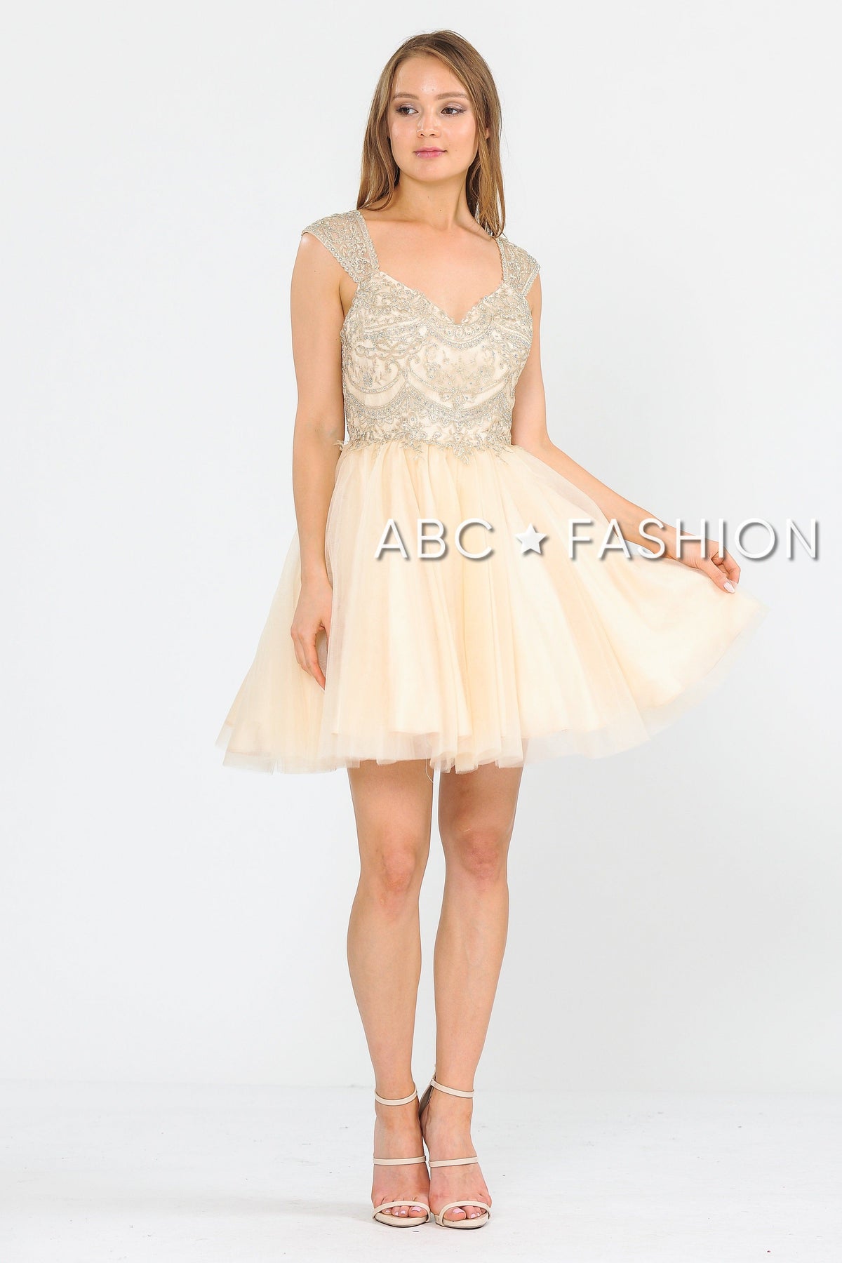 Short Tulle Dress with Embellished Bodice by Poly USA 8284 - product image 3
