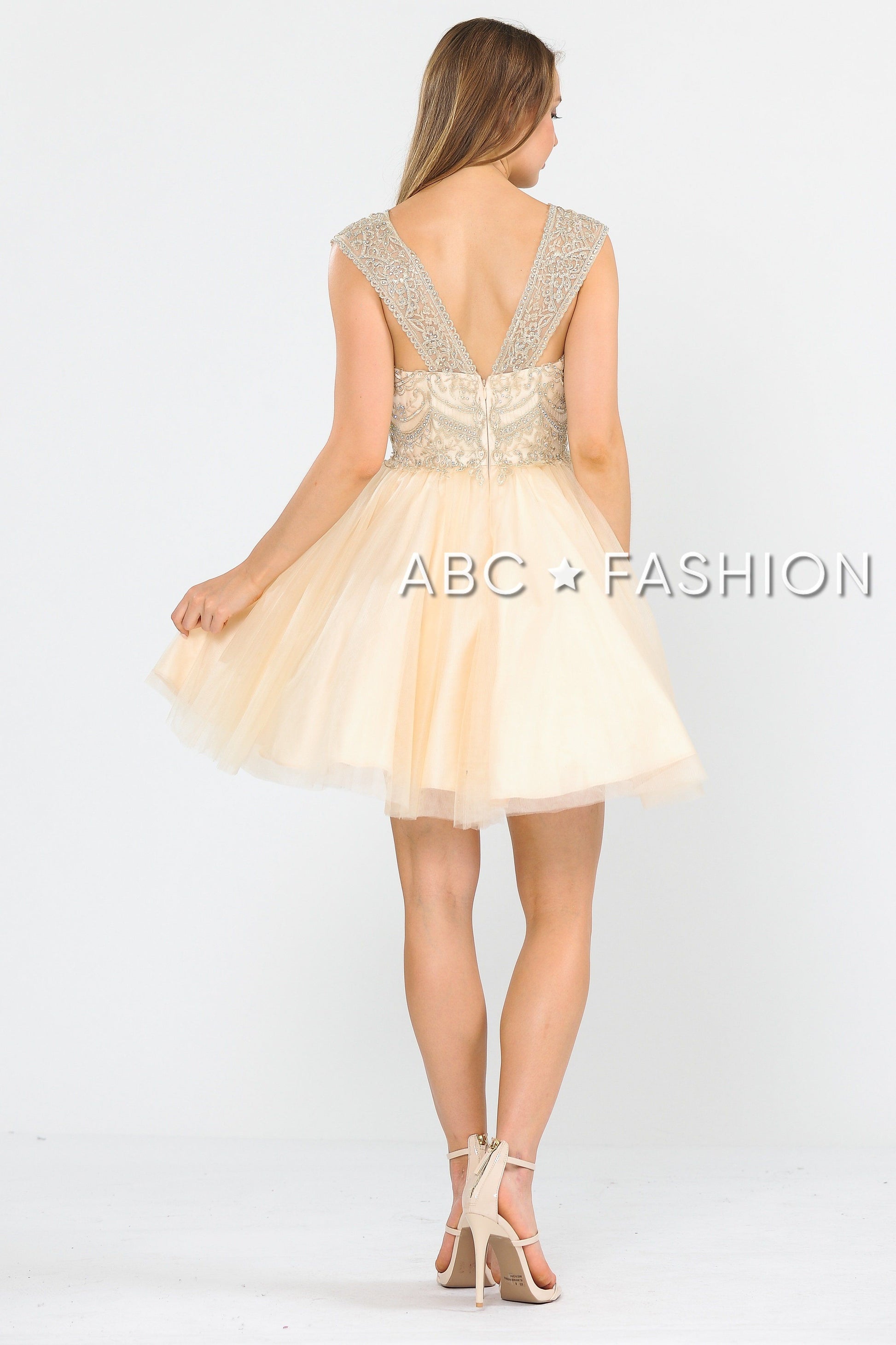 Short Tulle Dress with Embellished Bodice by Poly USA 8284 - product image 2